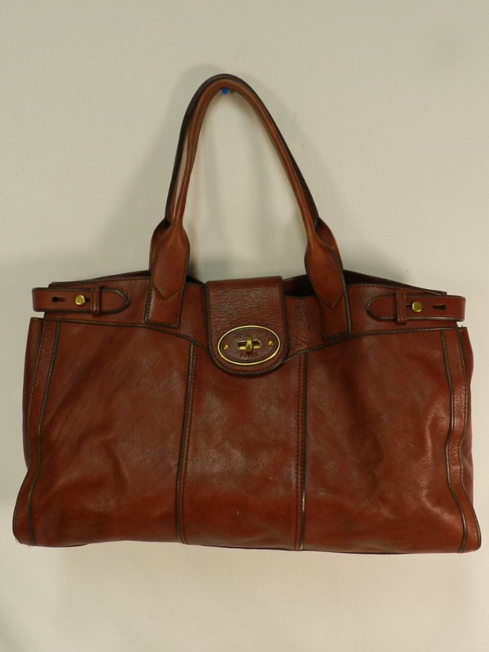 Fossil Vintage Maddox Large Leather whiskey brown tote bag purse carryall footed